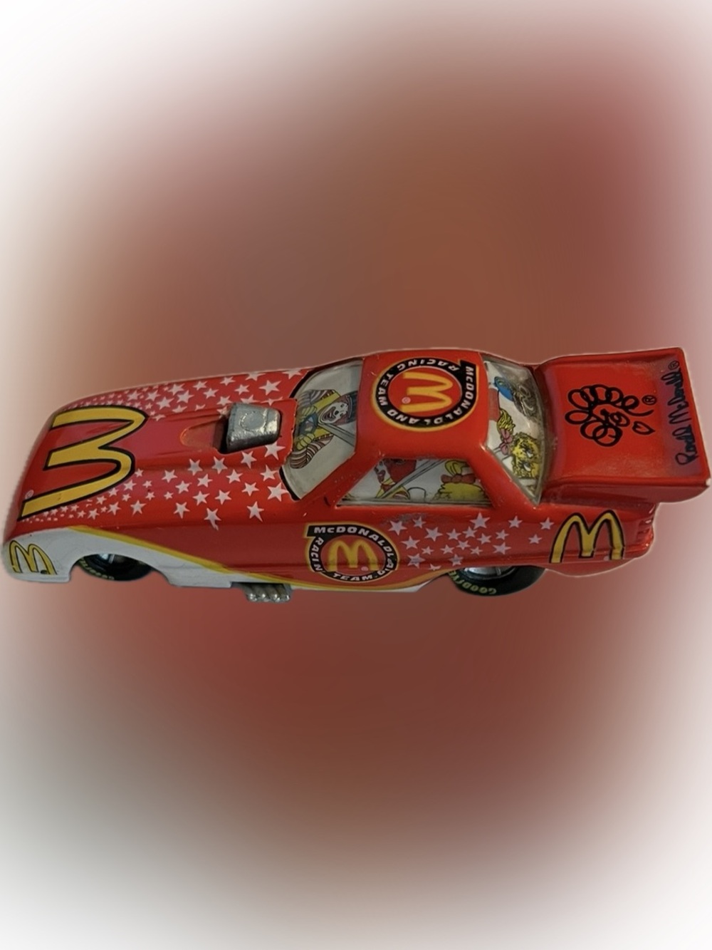 McDonald's Die-cast Toy Race Car Logo Decals Cartoon Characters